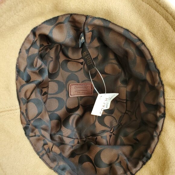 NWT Coach Wool Hat in Camel with Dark brown leather trim (FS2696) - Picture 9 of 13